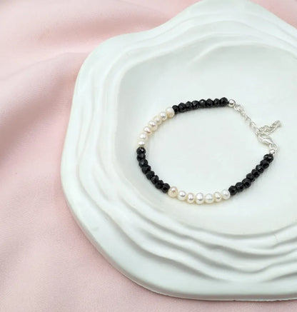 Black Spinel & Pearl Bracelet