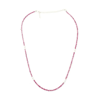 AAA+ Pink Uncut Diamond Necklace 2 - 3 mm