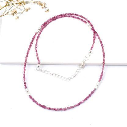 AAA+ Pink Uncut Diamond Necklace 2 - 3 mm