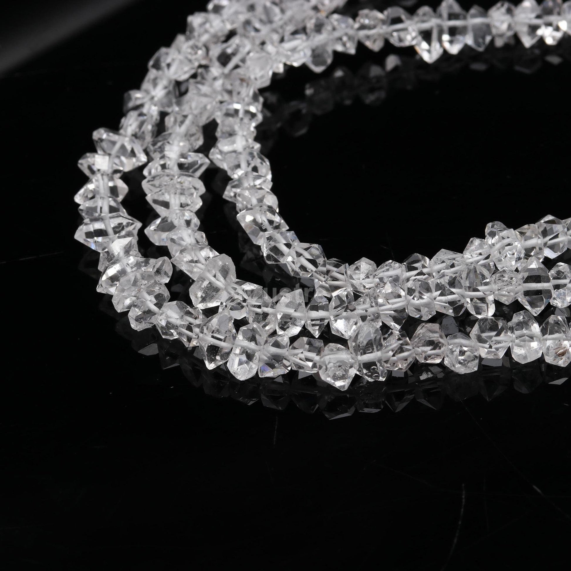AAA+ Grade Super Clear Natural Herkimer Diamond Quartz Beads 6 - 9mm Clear White Herkimer Diamond Quartz Nuggets Beads Herkimer Rough Stone