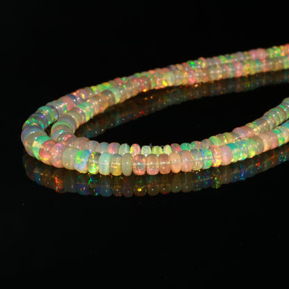 AAA+ Ethiopian Opal Beads 3-5.5 mm Ethiopia Opal Smooth Rondelle Beads Fire Opal Bead ethiopia opal bead strand opal bead necklace