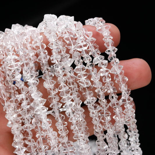AAA+ Grade Super Clear Natural Herkimer Diamond Quartz Beads 6 - 9mm Clear White Herkimer Diamond Quartz Nuggets Beads Herkimer Rough Stone