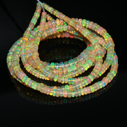 AAA+ Ethiopian Opal Beads 3-5.5 mm Ethiopia Opal Smooth Rondelle Beads Fire Opal Bead ethiopia opal bead strand opal bead necklace