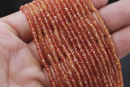 Padparadscha Sapphire Orange Faceted Rondelle Beads Loose Gemstone For Jewelry Making