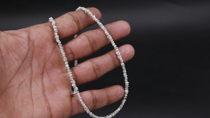 Gray Diamond Uncut Deads Raw Rough Diamond Beads Silver Necklace