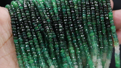 Emerald Faceted Rondelle Bead Natural Shaded Emerald Beads