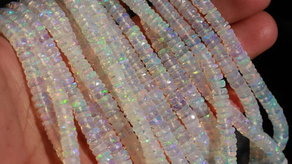 Ethiopian Opal Tyre Bead Welo Fire Faceted Ethiopian Opal Tyre Bead