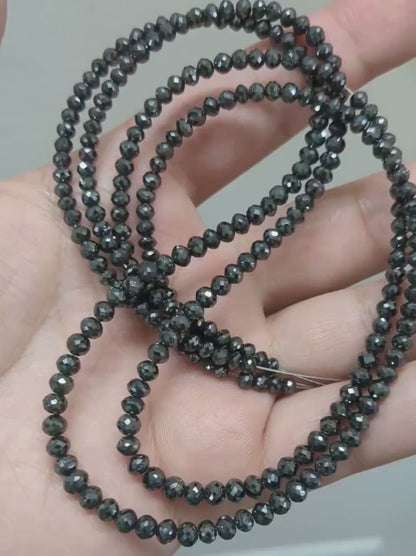 Black Diamond Faceted Round Beads 100% Natural Black Diamond Bead