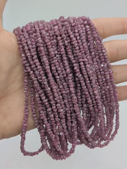 Pink Raw Rough Diamond Bead 3.5 - 4.5 mm Uncut Diamond Bead Strands For Jewelry Making
