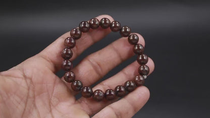 Garnet Beaded Bracelet 8 mm Round Smooth Spiritual Healing 7 Inches Bracelet