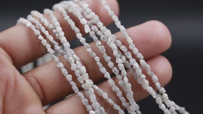 WHITE UNCUT TUMBLE Diamond Beads 2.5 x 4 mm 15 Inch 100% Natural White Raw Uncut Diamond Bead Diamond Strand Valentines Day Gift For Her