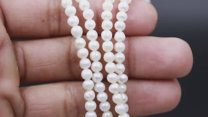 Freshwater Pearl Smooth Round Nuggets Natural 4 mm Loose Beads for Jewelry Making