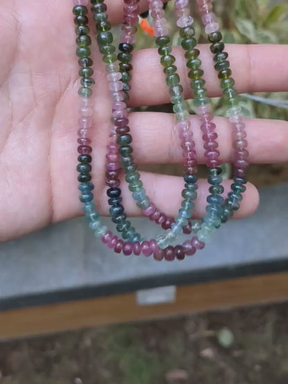 Natural Multi Tourmaline Gemstone Beads 5 - 5.5 mm Smooth Rondelle Beads Strands