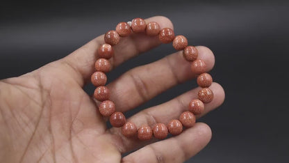 100% Natural Orange Sunstone 8 mm sunstone Crystal Round 7 Inches Bracelet