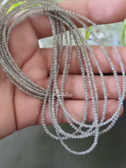 AAA+ Quality Grey Diamond Faceted  1.8 - 2.4 mm Rondelle Beads