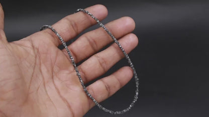 Black Raw Rough Diamonds Bead  1.5 - 2.5 mm Uncut Diamond 16 Inches Necklace