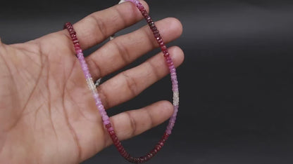 Ruby Shaded Gemstone Beads 3.5 - 4 mm Faceted Rondelle 16 Inches Necklace