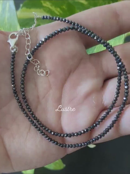 Elegant Black Diamond 2- 3 mm 100% Natural Rondelle Bead 16 Inches Necklace