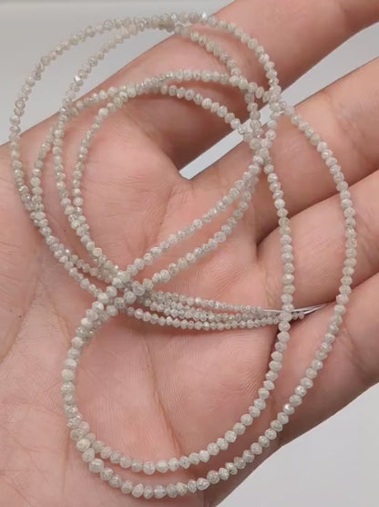 White Diamond Fancy 100% Natural 1.6 - 2.5 mm Faceted Rondelle 16 Inches Necklace