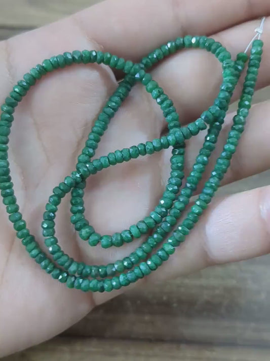 Emerald Corundum Rondelle -34.5 mm Natural Emerald Beads Faceted Strands For Jewelry Making