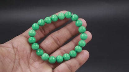 Natural Malachite Bead Smooth Round Gemstone 8 MM Beaded 7 Inches Bracelet