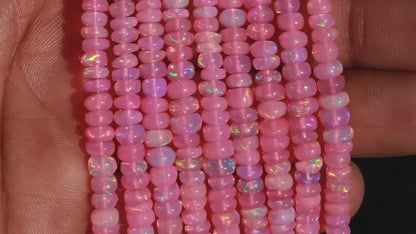 Pink Ethiopian Opal Beads 3 -4 mm Smooth Rondelle Ethiopia Opal Beads 16 Inches Strands