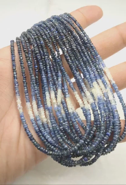 Blue Sapphire Natural Blue Sapphire Shaded Bead 3 - 3.5 mm Faceted Rondelle Ombre Strands