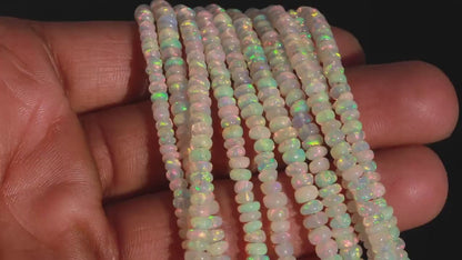 AAA+ Ethiopian Opal Smooth Rondelle Bead 100% Natural Top Quality Ethiopian Opal Beads Rondelle Beads Multi Fire Opal Jewelry Handmade Gift