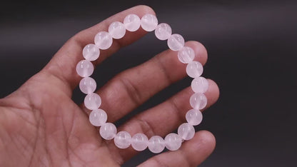 100% Natural Rose Quartz Bead 8 mm Stone Stretch 7 Inches Meditation Bracelet