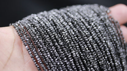 Black Uncut Diamond Bead Raw Rough Diamond Bead 15 Inches Strands