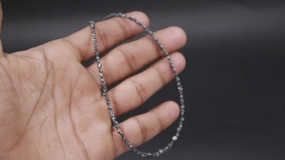 Black Uncut Diamond 2 - 3 mm  Bead Black Raw Rough 16 Inches Necklace