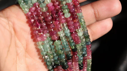 Multi Tourmaline Bead Top Quality Smooth Rondelle Tourmaline Bead