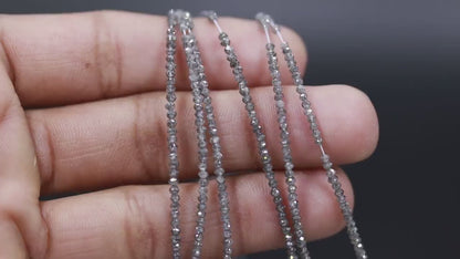 Dark Gray Diamond Beads AAA+ Natural Grey Faceted Rondelle Diamond Beads