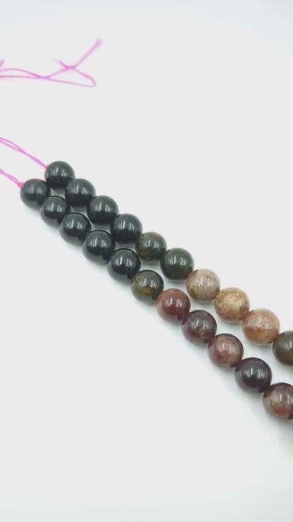 Multi Tourmaline Smooth Round Beads Multicolor 8 mm Smooth 15.5 Inches For Jewelry Making