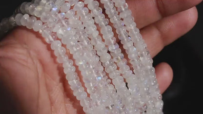 Rainbow Moonstone Bead 5 - 6 mm Smooth Rondelle Natural Flashy Beads Strands