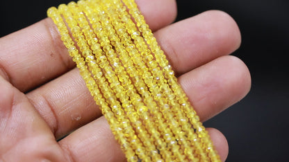 Light Yellow Sapphire Faceted Rondelle Beads