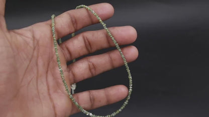 Green Diamond Raw Rough 2 - 3 mm Beaded Uncut Nuggets 16 Inches Necklace