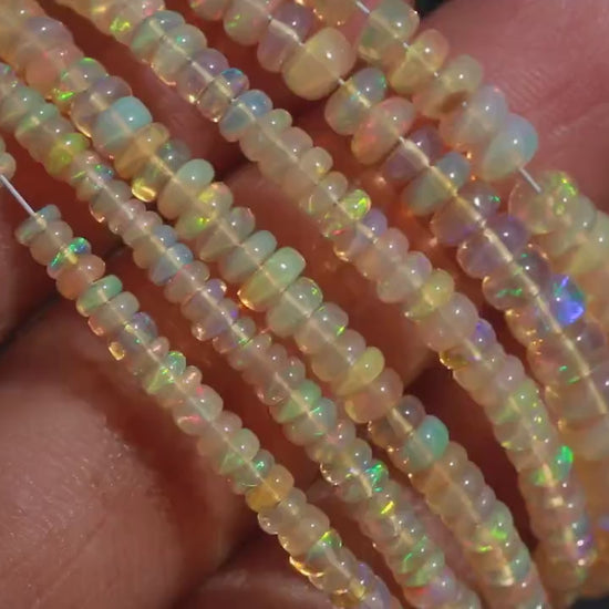 AAA+ Ethiopian Opal Beads 3-5.5 mm Ethiopia Opal Smooth Rondelle Beads Fire Opal Bead ethiopia opal bead strand opal bead necklace