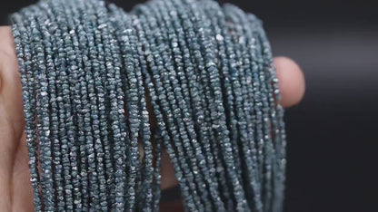 Blue Rough Uncut Diamond Bead 2 - 3 mm Natural Raw Nugget 15.5 Inches Strands