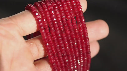 Ruby Natural Corundum Faceted 3.5 - 4.5 mm Rondelle Gemstone Beads For Jewelry Making