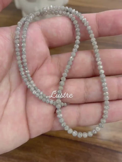 White Gray Diamond Bead  AAA+ Quality Faceted Rondelle Diamond Bead