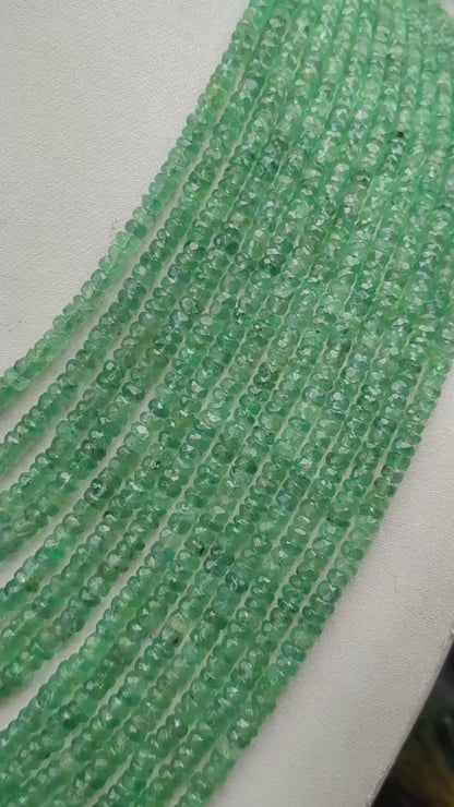 14 layer AAA+ Quality Emerald Faceted Rondelle 4 mm Faceted Bead 30 inch Necklace