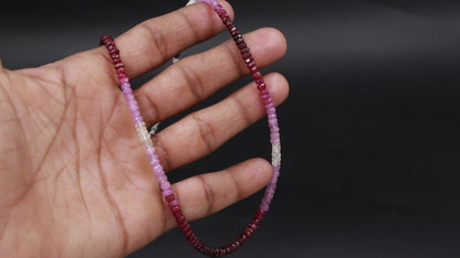 Ruby Shaded Faceted Gemstone Beads Silver Necklace