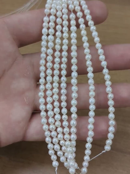 Fresh water Pearl Smooth Round Beads 4 mm Natural Plain Pearl Strands