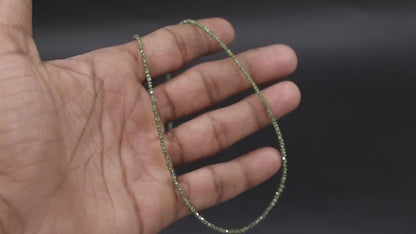 Green Diamond 925 sterling 1.5 - 2.3 mm Beaded Faceted Rondelle 16 Inches Necklace