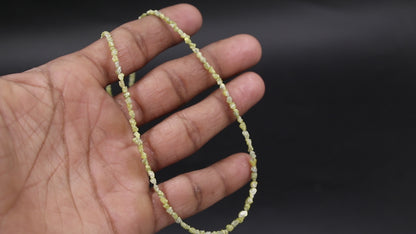 Yellow Raw Rough Diamond Bead Sterling Silver Necklace