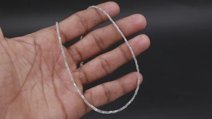 White Diamond Tube Silver Necklace 1.5 - 2.5 mm Faceted Sparkling 16 Inches Necklace