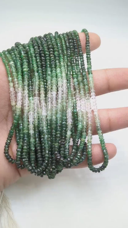 Emerald Faceted Rondelle  2 - 3.5 mm Shaded Emerald Beads Strands For Jewelry Making