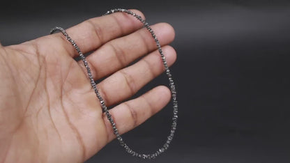 Black Diamond Bead 2 - 3 mm Uncut Diamond Beads Natural Raw Rough 16 Inches Necklace