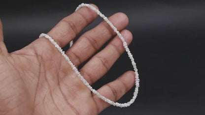 White Raw Rough Diamond Beads 2 - 3 mm Uncut Nugget Diamond 16 Inches Necklace
